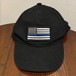 Black Cap with Thin Blue Line American Flag Patch